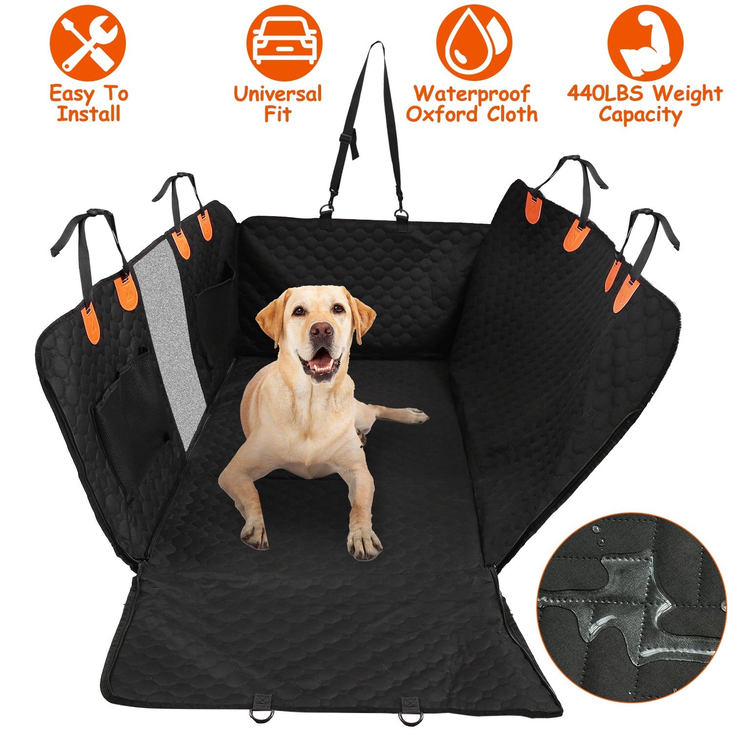 Waterproof Dog Car Seat Cover with Mesh Window