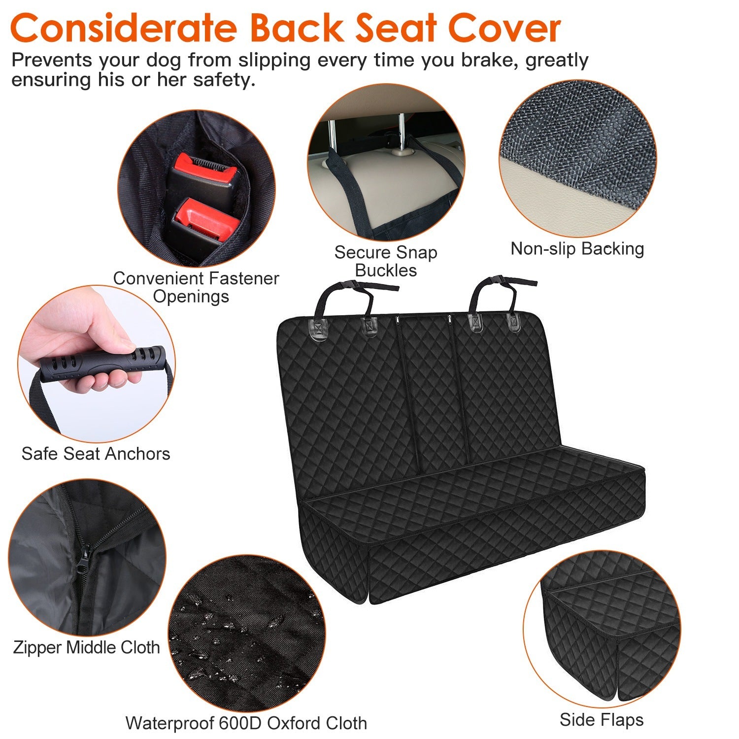 Waterproof Dog Car Seat Cover with Safety Belt