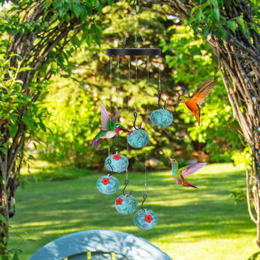 Hummingbird Feeder with Wind Chimes - Ant & Bee Proof