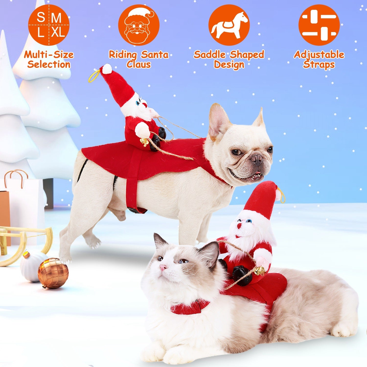 Pet Christmas Santa Costume - Red Winter Coat for Dogs & Cats