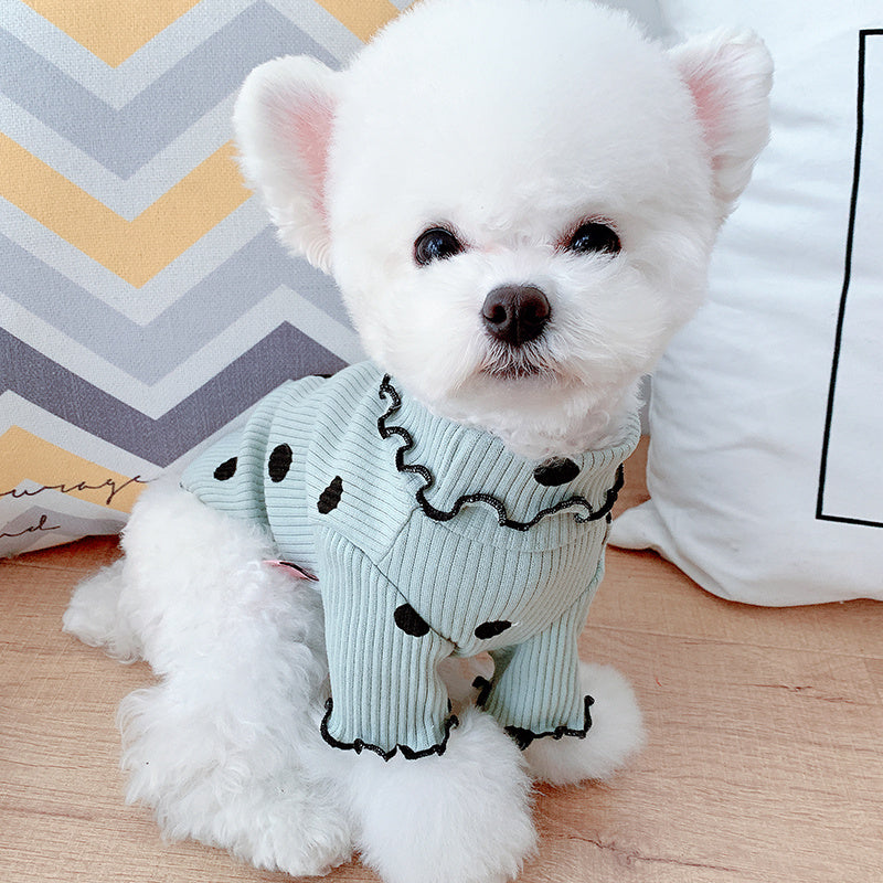 Polka Dot Turtleneck Dog Shirt - Cozy Pet Clothing for All Seasons