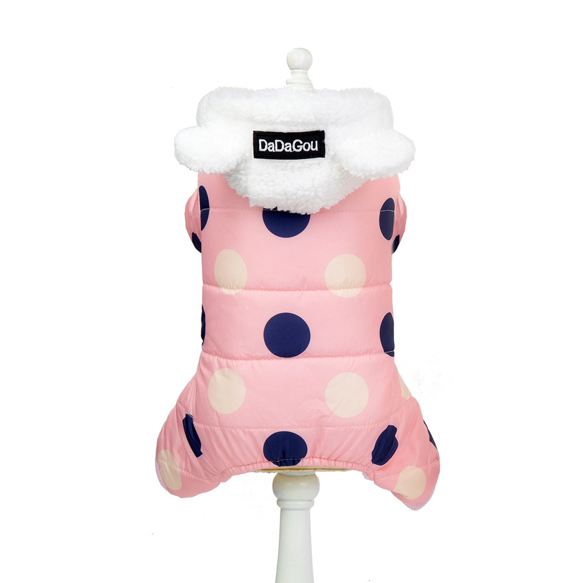 Warm Big Polka Dot Four-Leg Cotton Dog Coat - Stylish Winter Pet Jacket