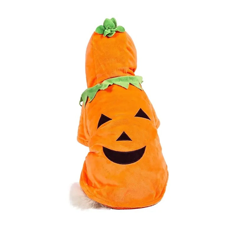 Halloween Pumpkin Dog Hoodie - Warm Fleece Costume