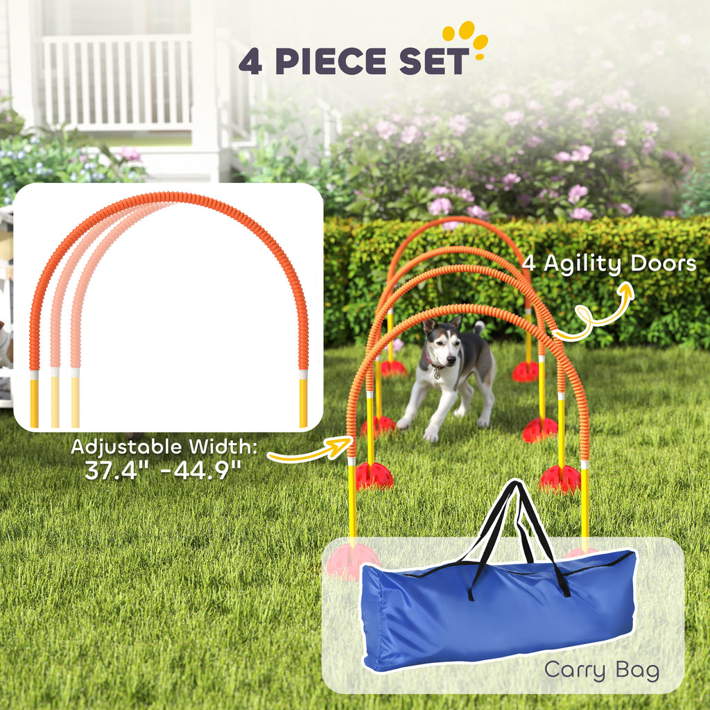 Dog Agility Doors Set - 4 Piece Adjustable Width Training Kit, Orange