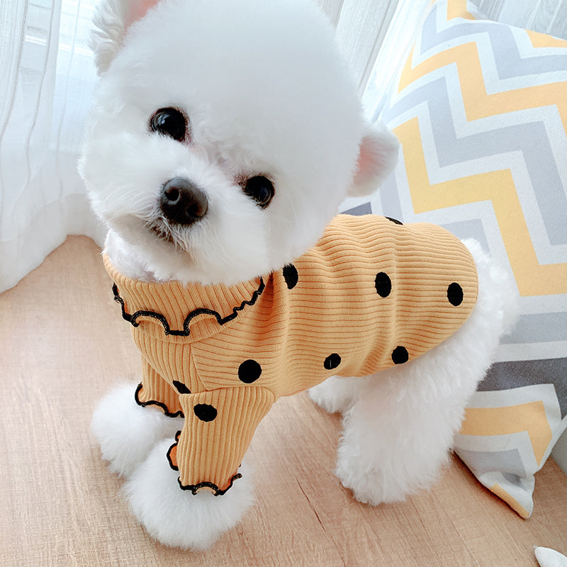 Polka Dot Turtleneck Dog Shirt - Cozy Pet Clothing for All Seasons