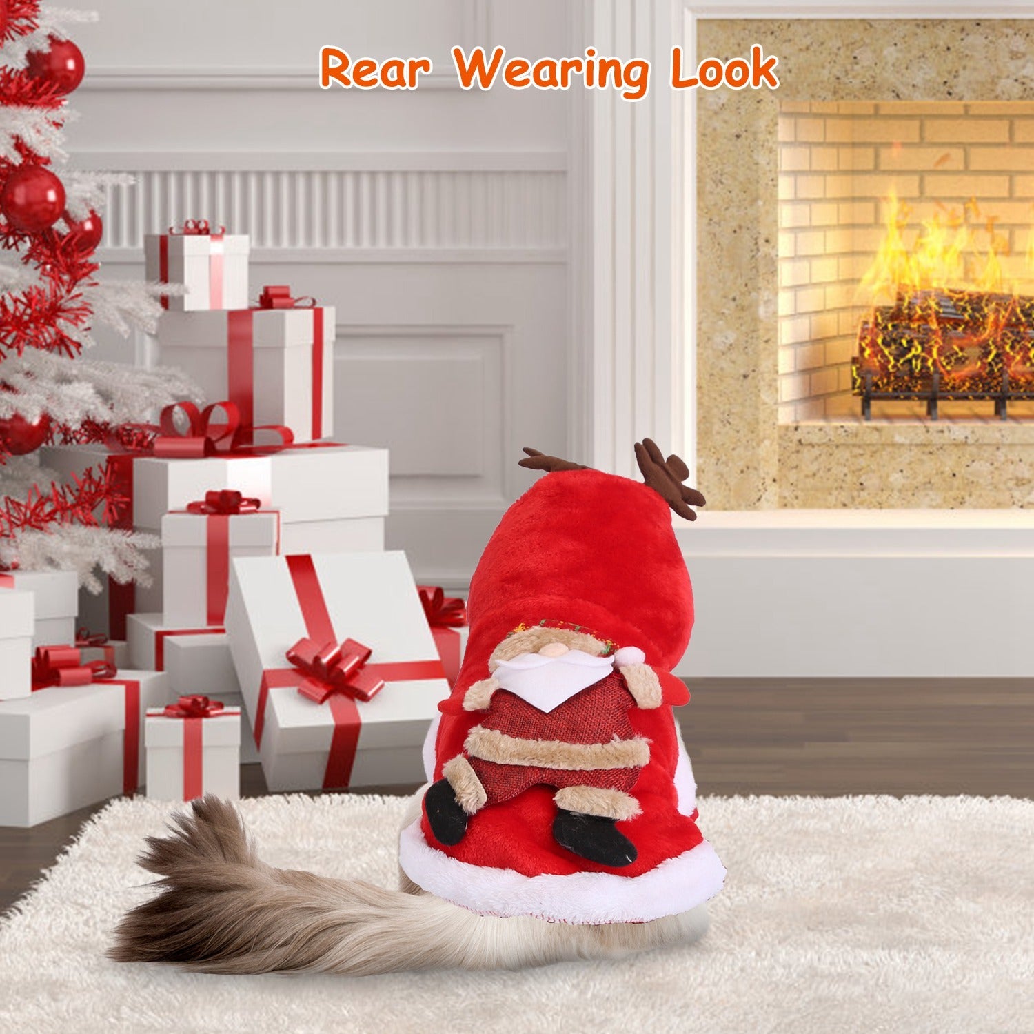 Pet Christmas Santa Costume with Reindeer Antlers