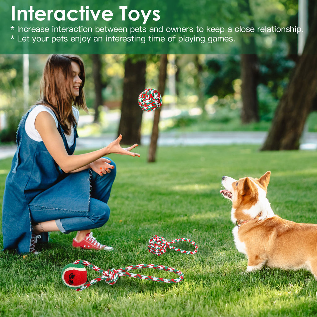 5-Pack Christmas Dog Rope Chew Toys - Holiday Training Set