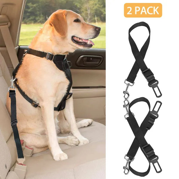 2-Pack Adjustable Dog Seat Belt Leash - Safety Harness for Pets