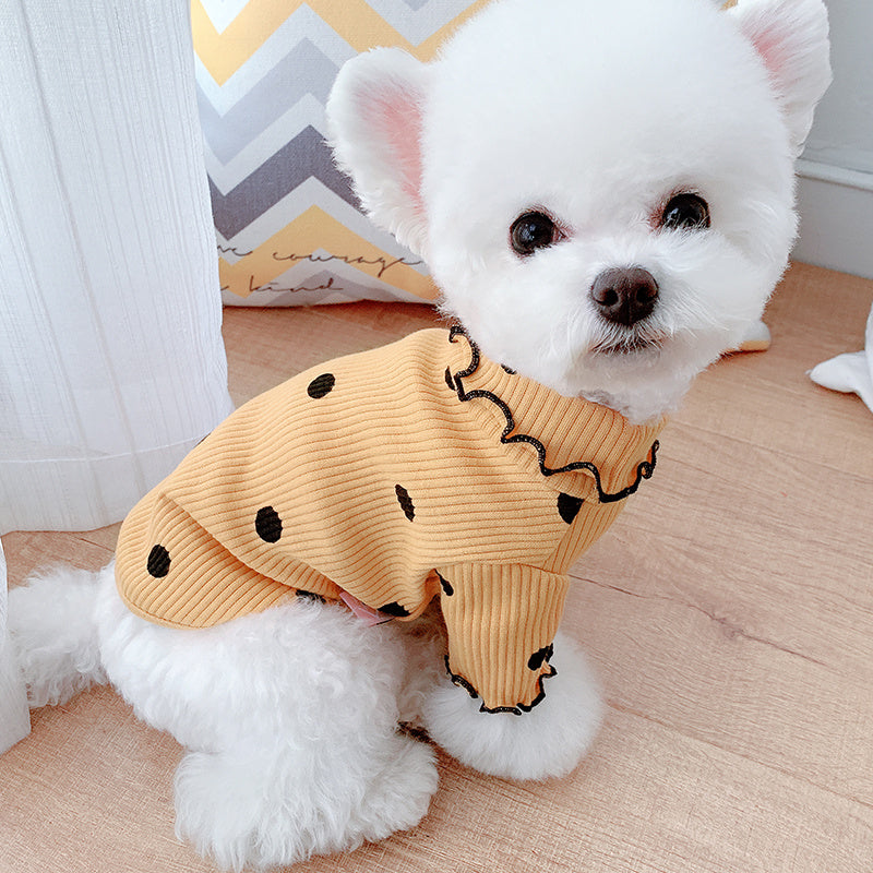 Polka Dot Turtleneck Dog Shirt - Cozy Pet Clothing for All Seasons