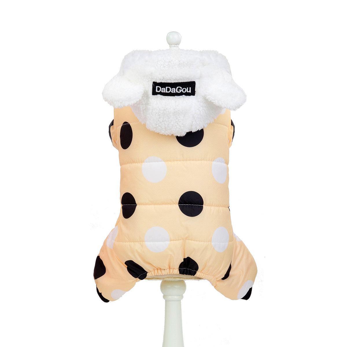 Warm Big Polka Dot Four-Leg Cotton Dog Coat - Stylish Winter Pet Jacket