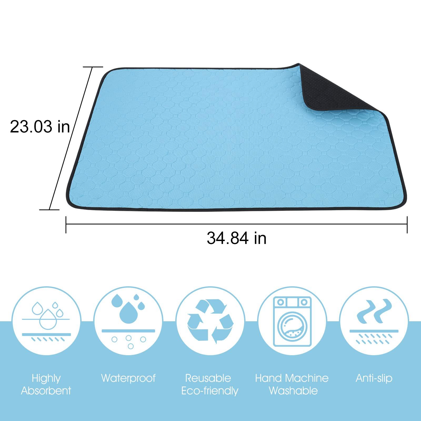 Washable Dog Training Pads - Waterproof Non-Slip Mat (2 Pack, 34.5" x 23")