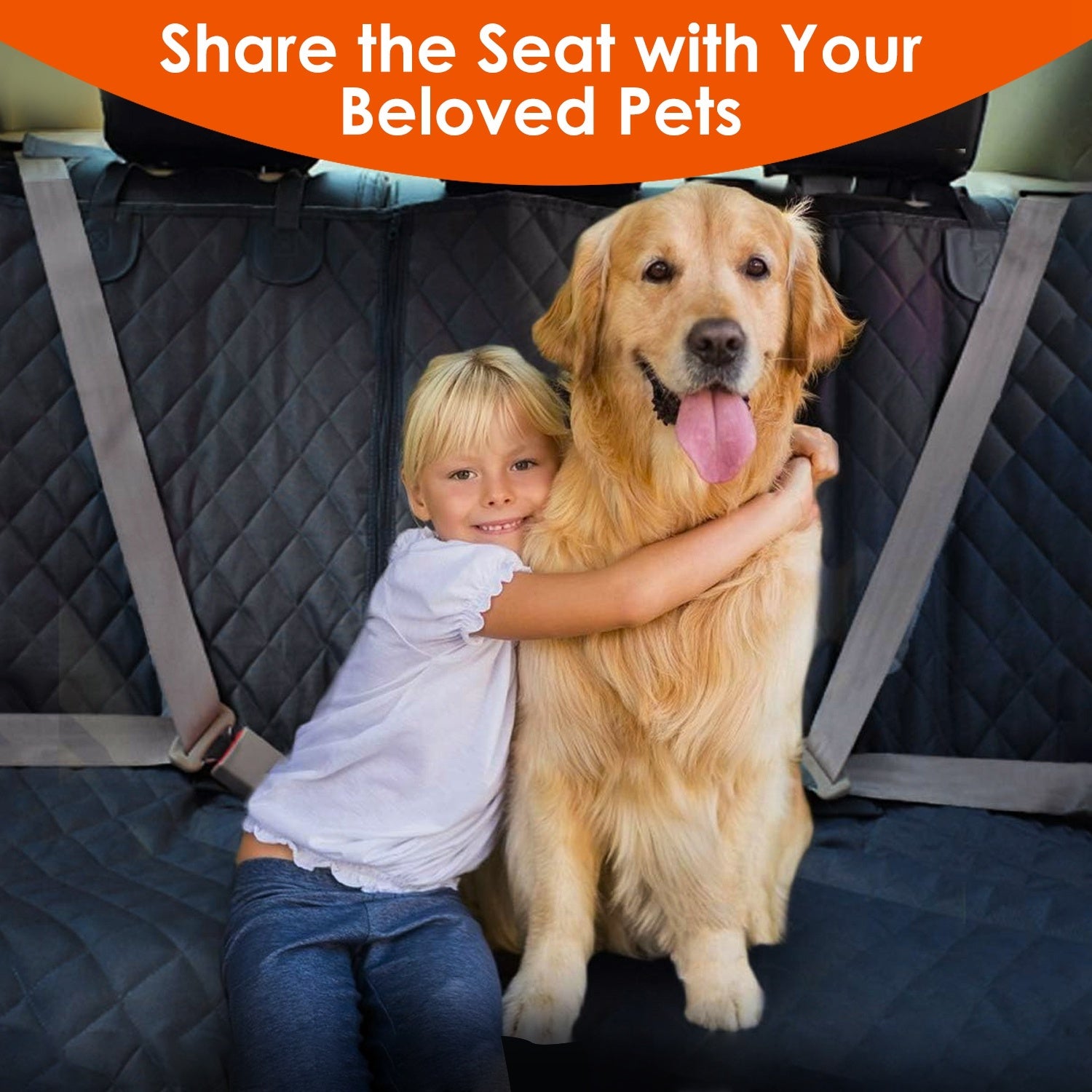 Waterproof Dog Car Seat Cover with Safety Belt