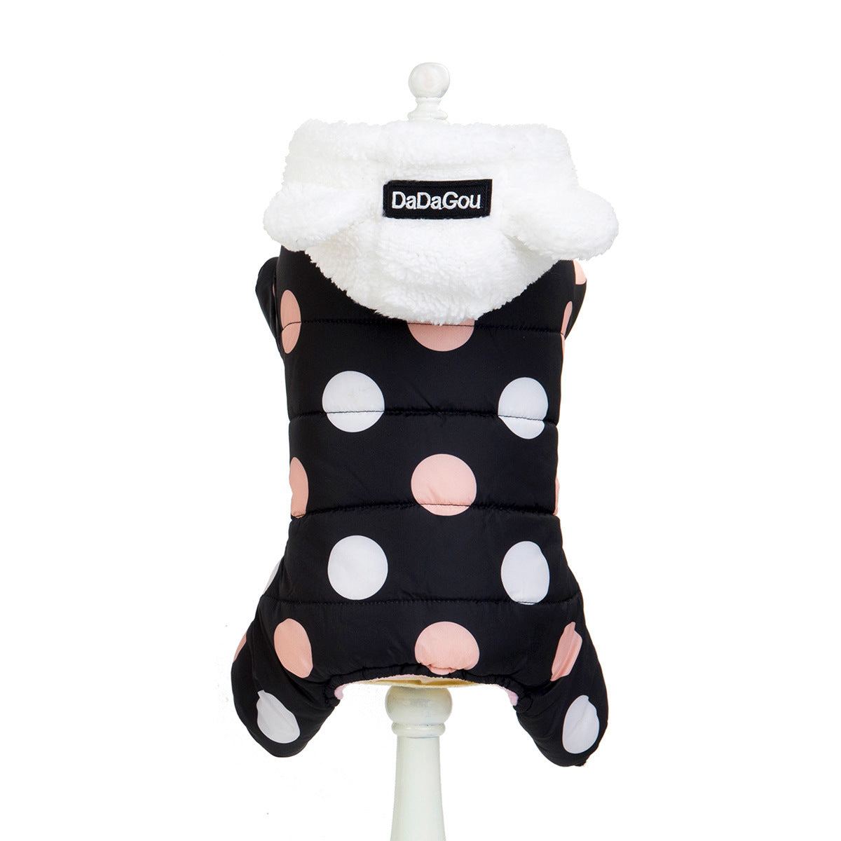 Warm Big Polka Dot Four-Leg Cotton Dog Coat - Stylish Winter Pet Jacket