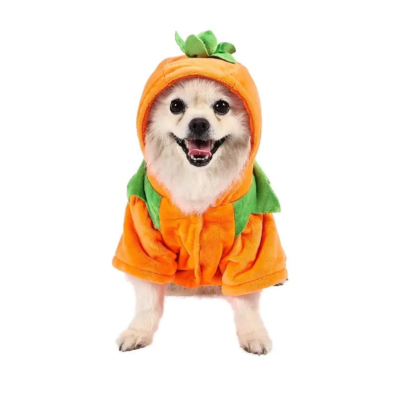 Halloween Pumpkin Dog Hoodie - Warm Fleece Costume
