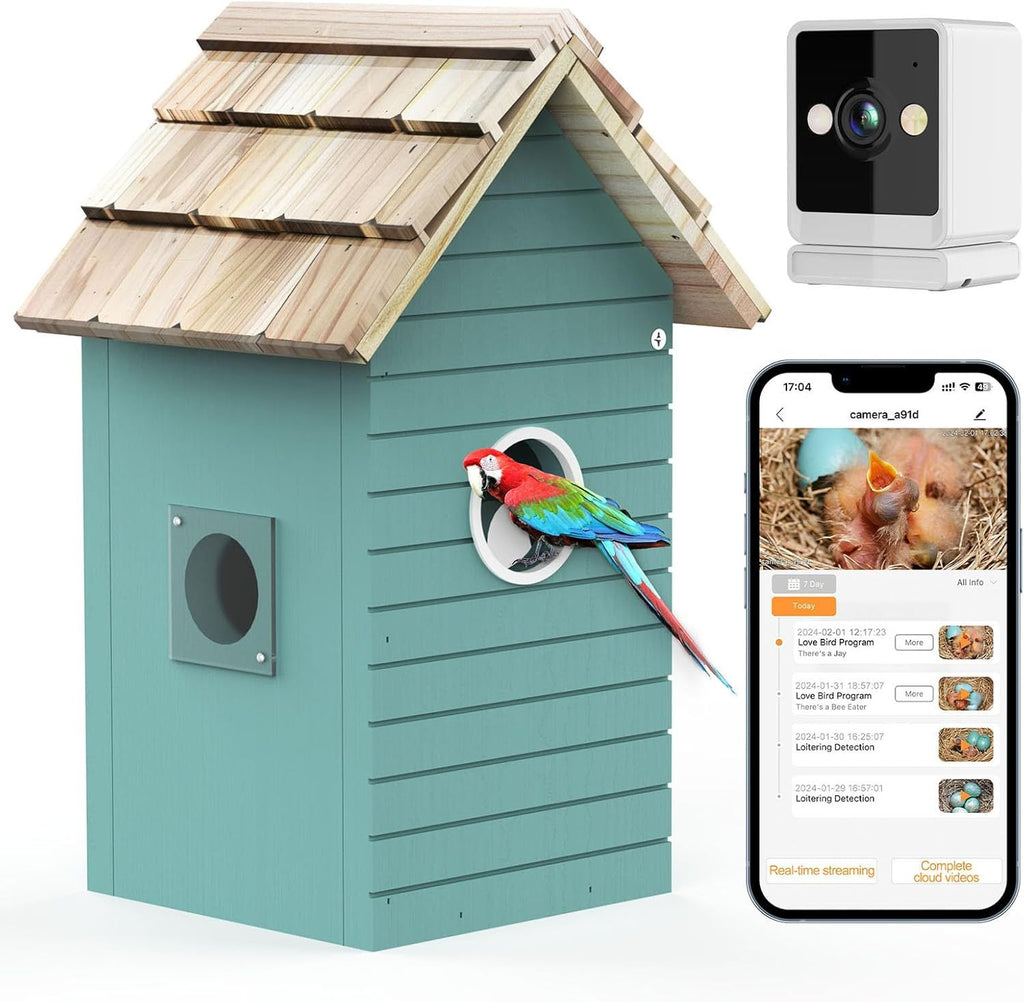Smart Bird House with AI Camera - 3MP HD Bird Feeder with Species Identification