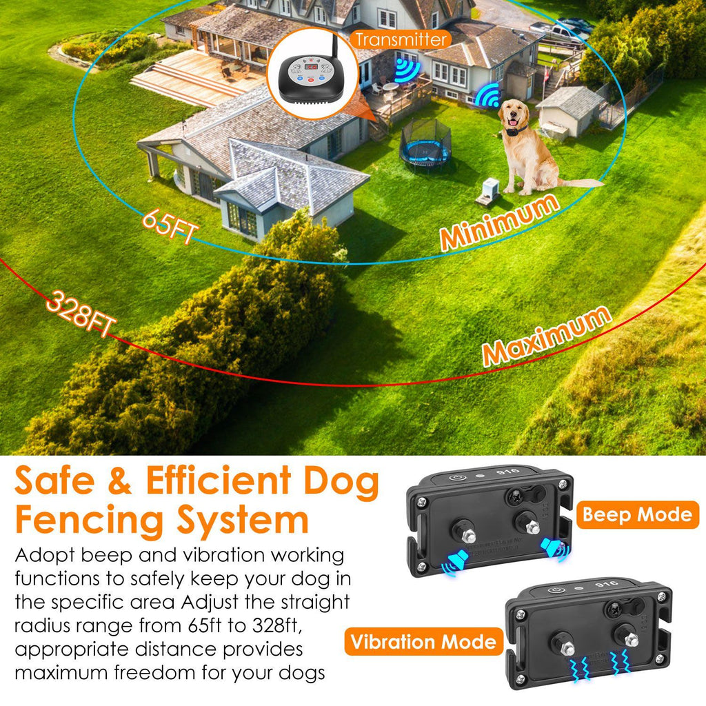 Electric Wireless Dog Fence System with GPS - 328FT Range