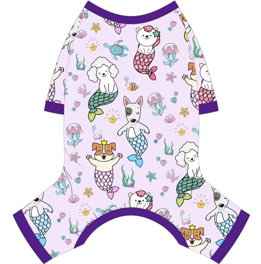 Soft Stretchy Dog Pajamas - Mermaid Print for Small Dogs