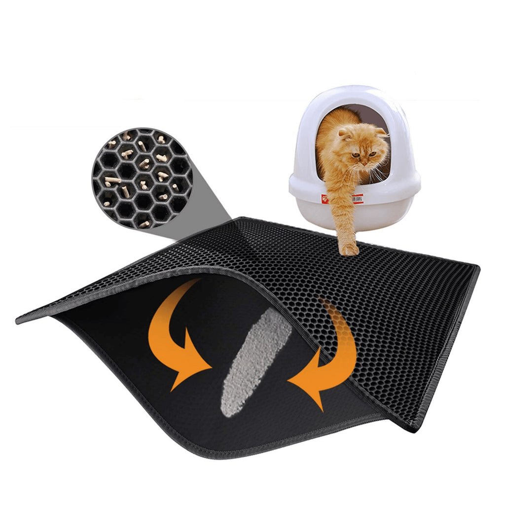 Double Layer Cat Litter Mat - Honeycomb Trapping Design
