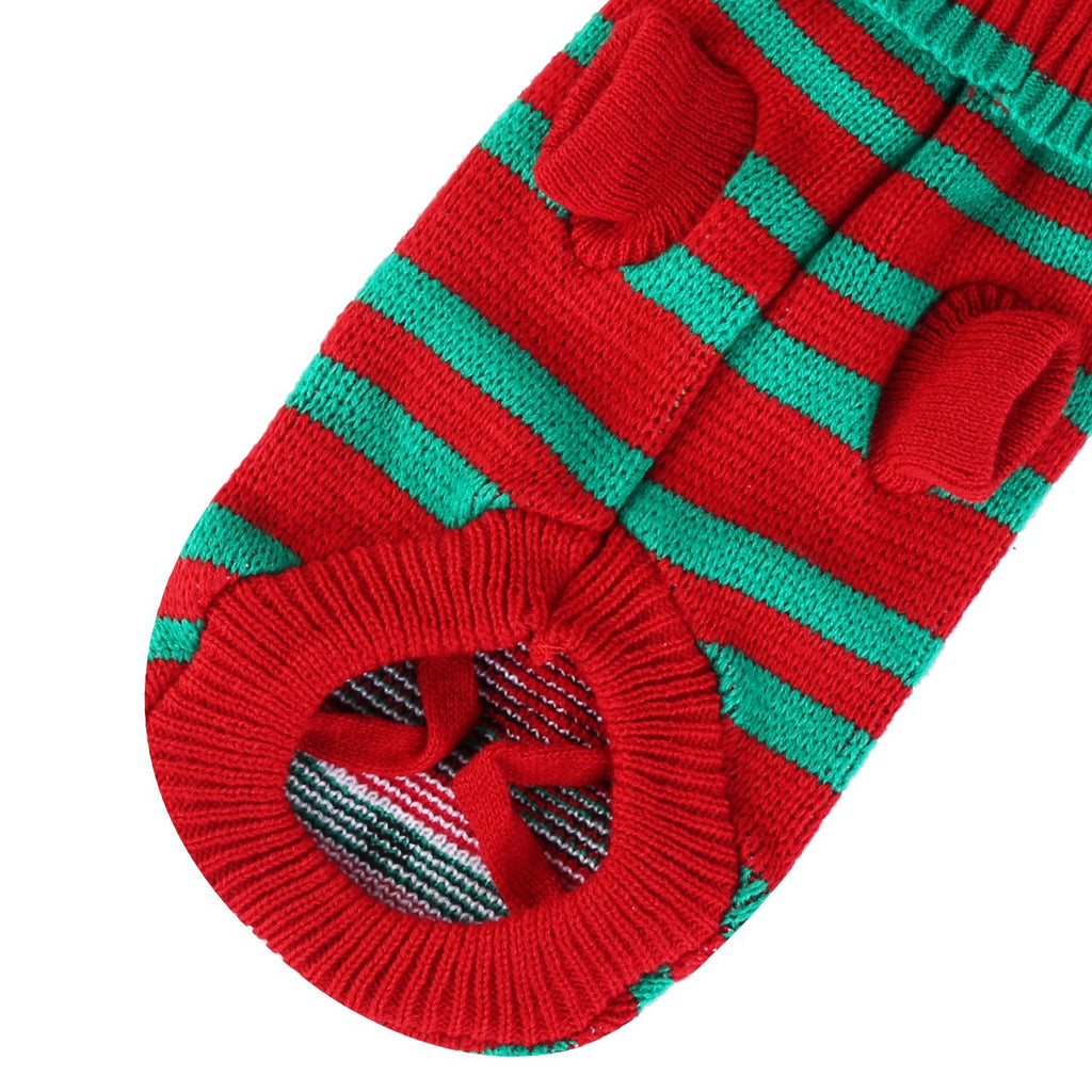 Pet Christmas Turtleneck Sweater - Snowman & Stripes Design