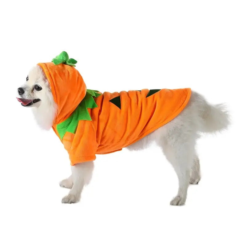 Halloween Pumpkin Dog Hoodie - Warm Fleece Costume