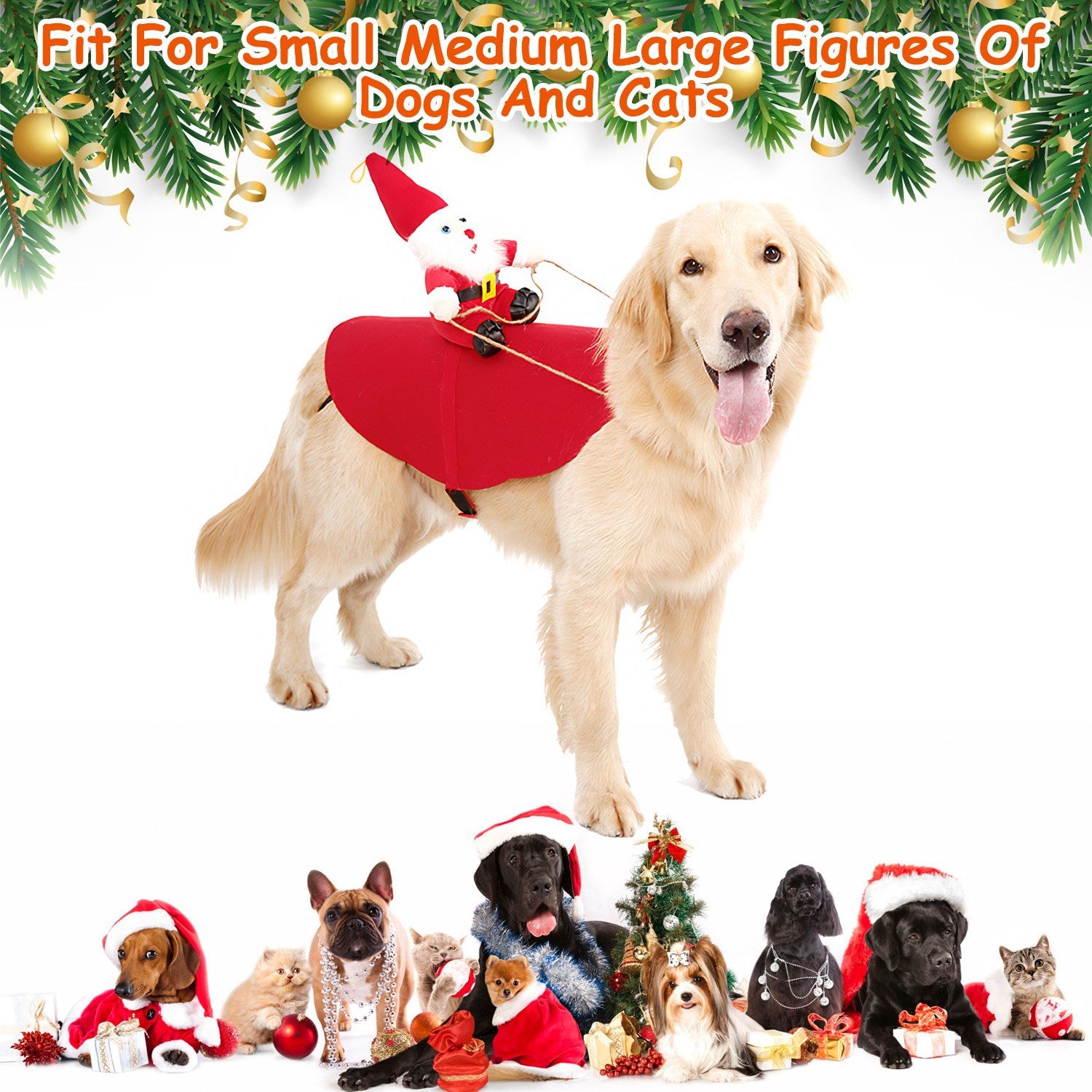 Pet Christmas Santa Costume - Red Winter Coat for Dogs & Cats