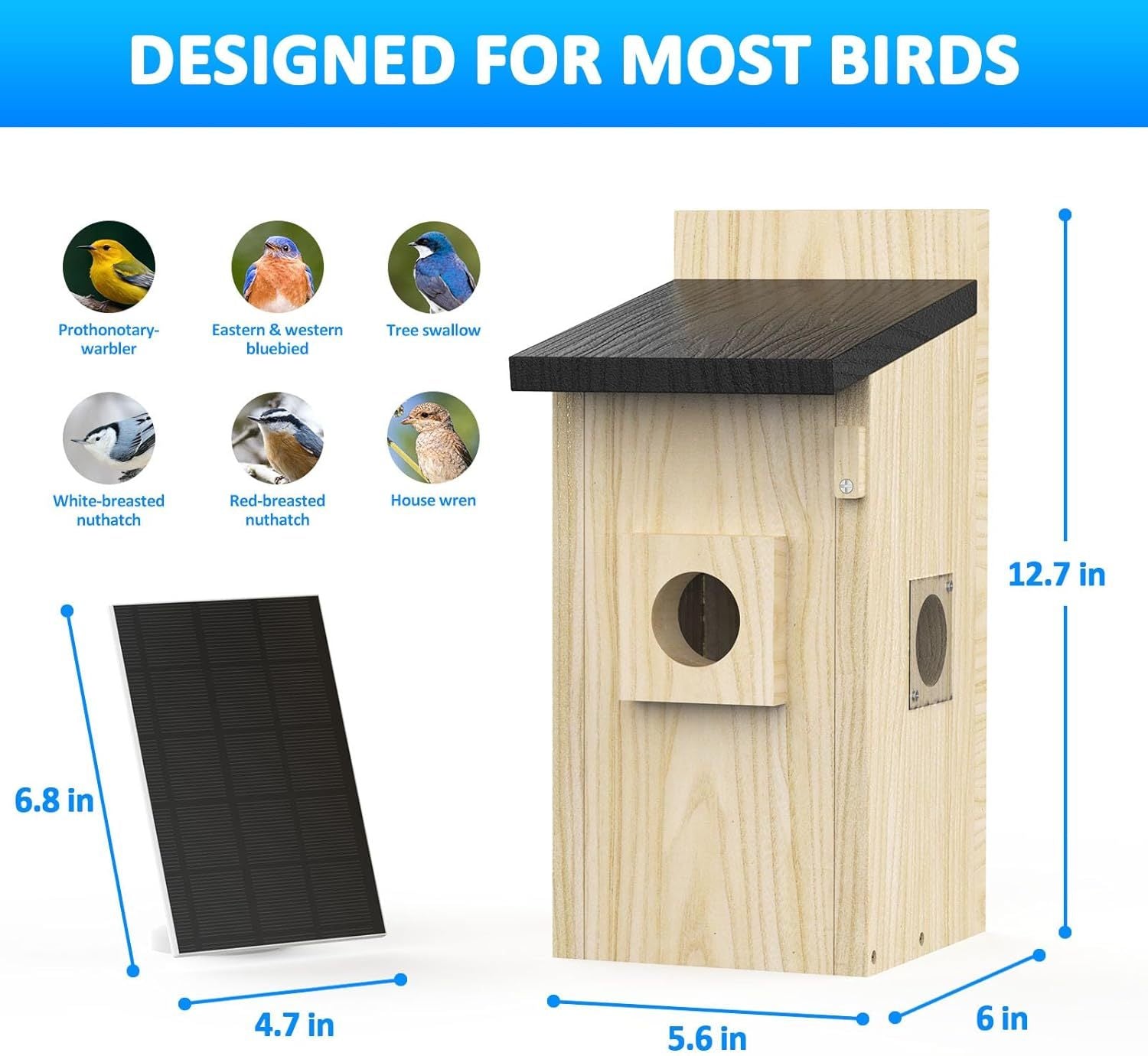Solar Powered Smart Bird House Camera - 4MP Outdoor Birdhouse with AI Bird Identification
