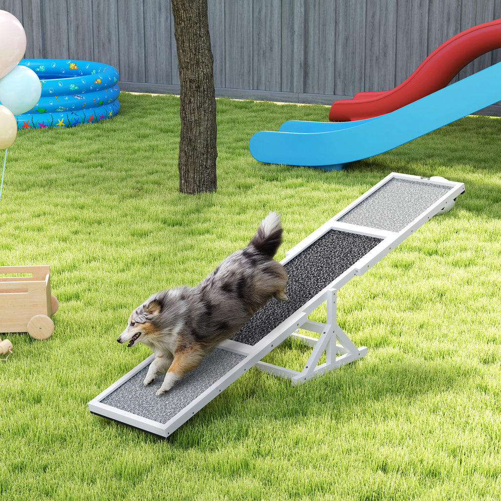 Dog Agility Seesaw - 110 lbs Capacity, Weather Resistant, Non-Slip Surface, White