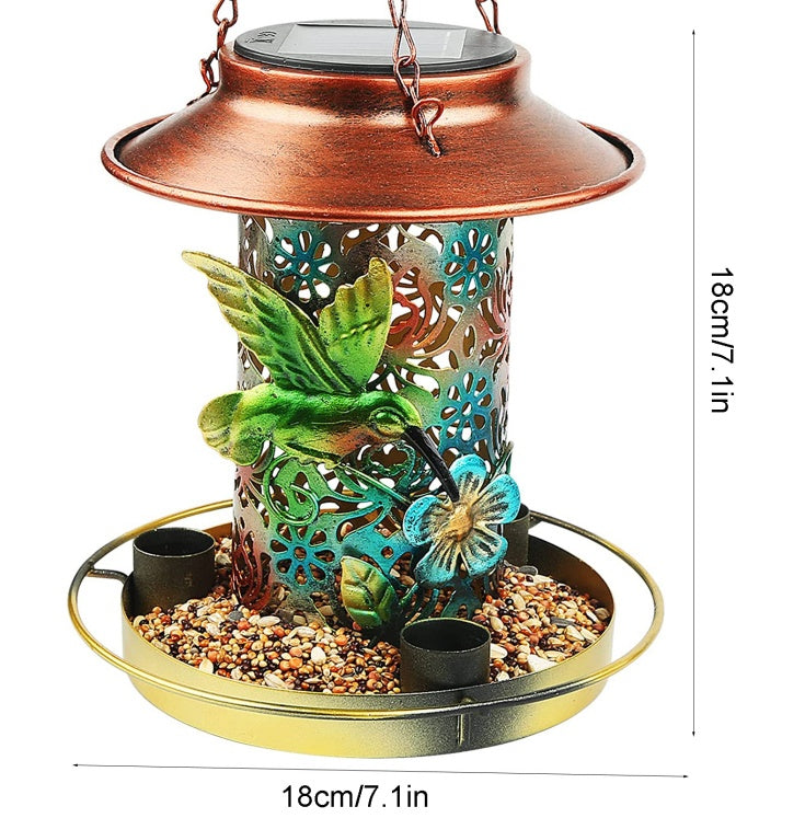 Solar Bird Feeder - Hanging Metal Garden Lantern for Cardinals