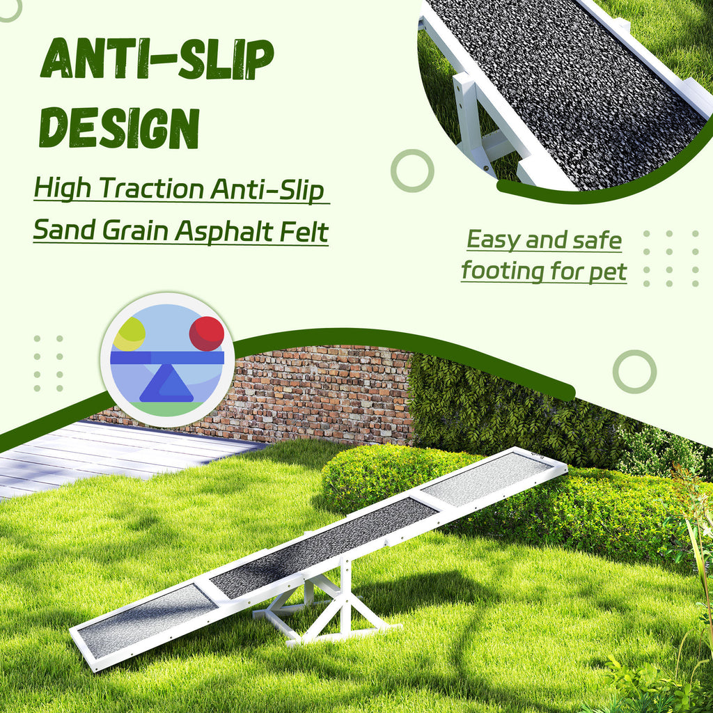 Dog Agility Seesaw - 110 lbs Capacity, Weather Resistant, Non-Slip Surface, White