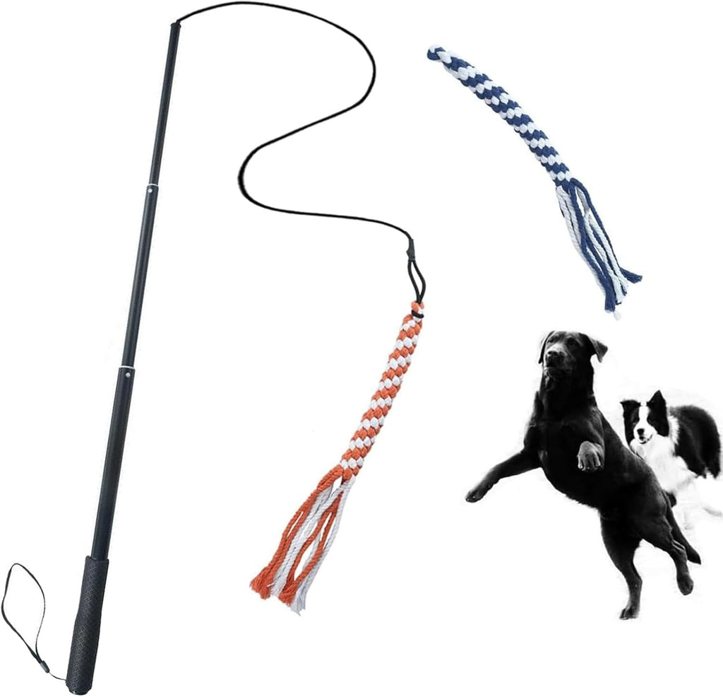 Extendable Dog Teaser Wand - Interactive Flirt Pole Toy