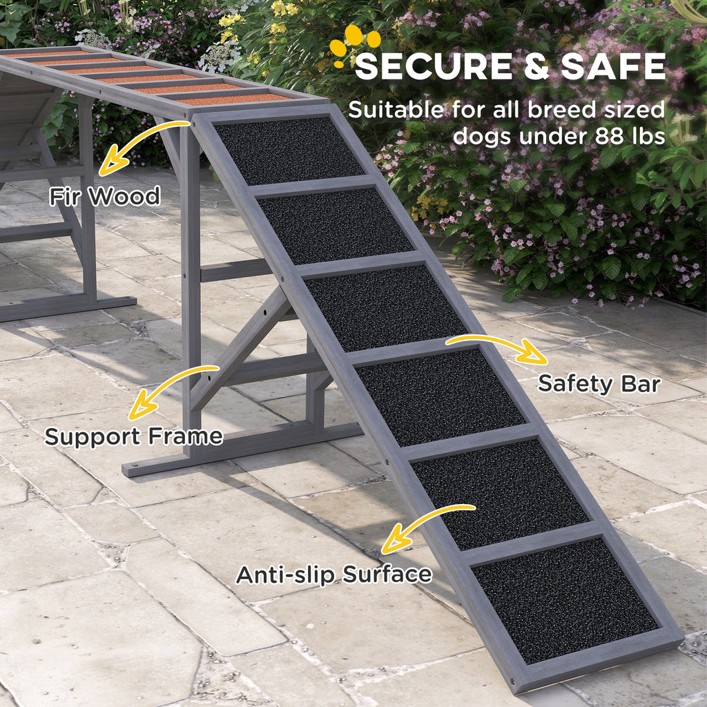 Dog Agility Ramp - 88 lbs Capacity, Non-Slip Surface, Safety Bars