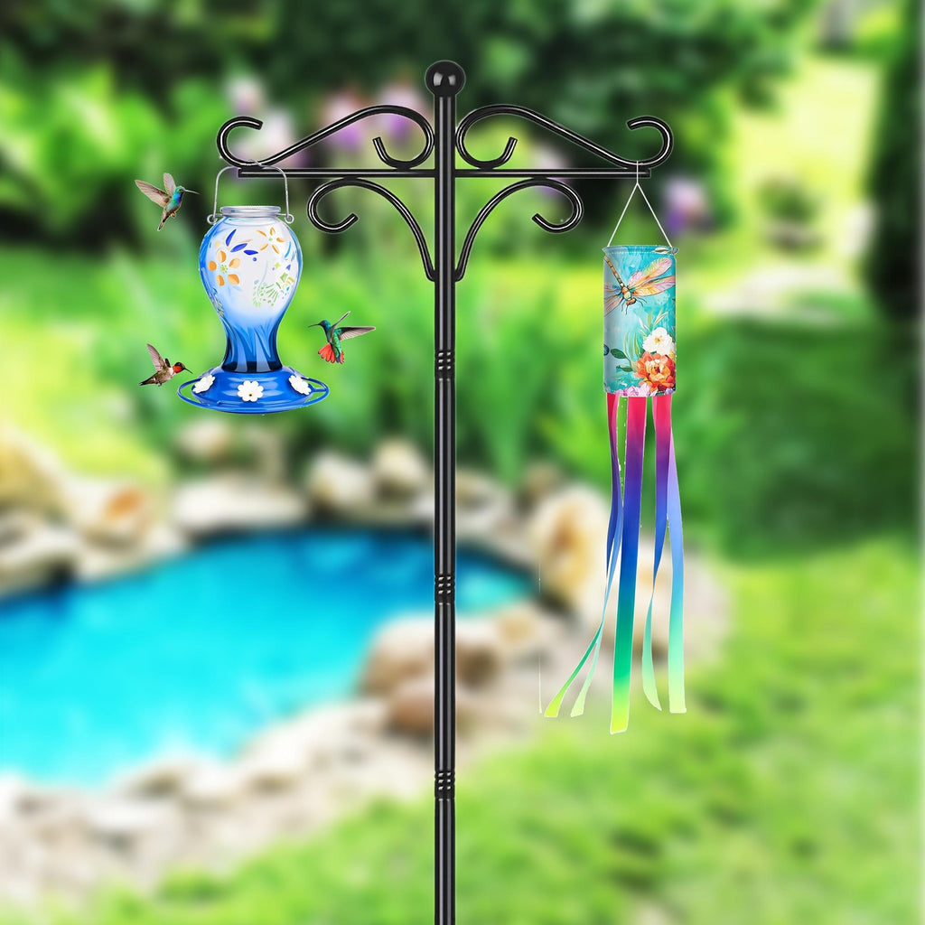 Heavy Duty Shepherd's Hooks - 76" Double Bird Feeder Pole (Set of 2)