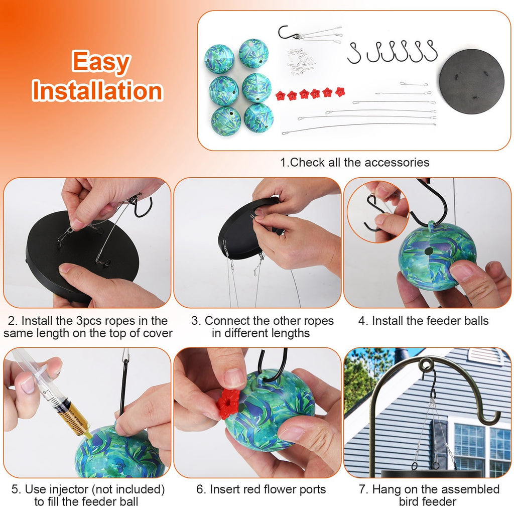 Hummingbird Feeder with Wind Chimes - Ant & Bee Proof