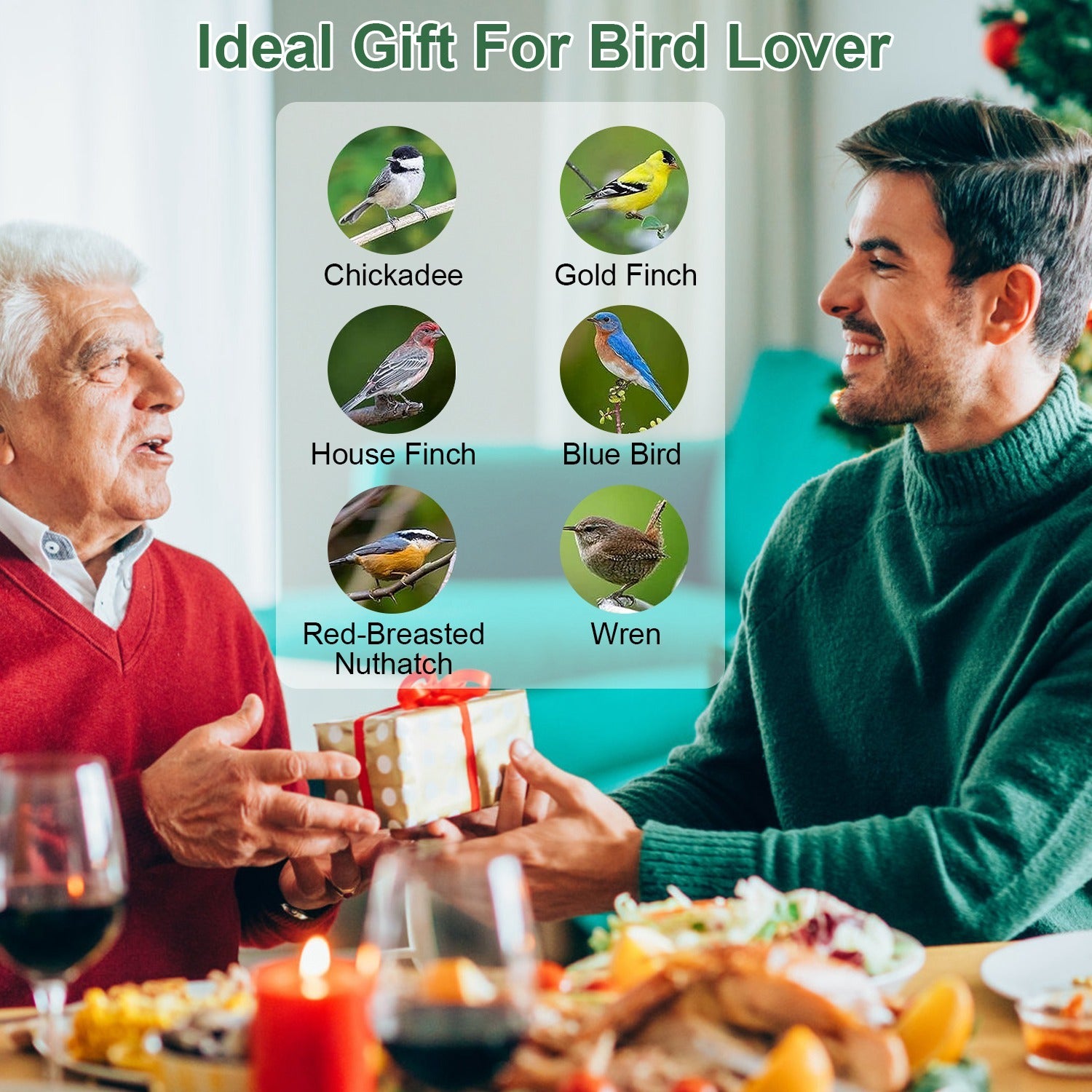 Squirrel-Proof Metal Bird Feeder - Outdoor Hanging Seed Feeder with 4 Feeding Ports