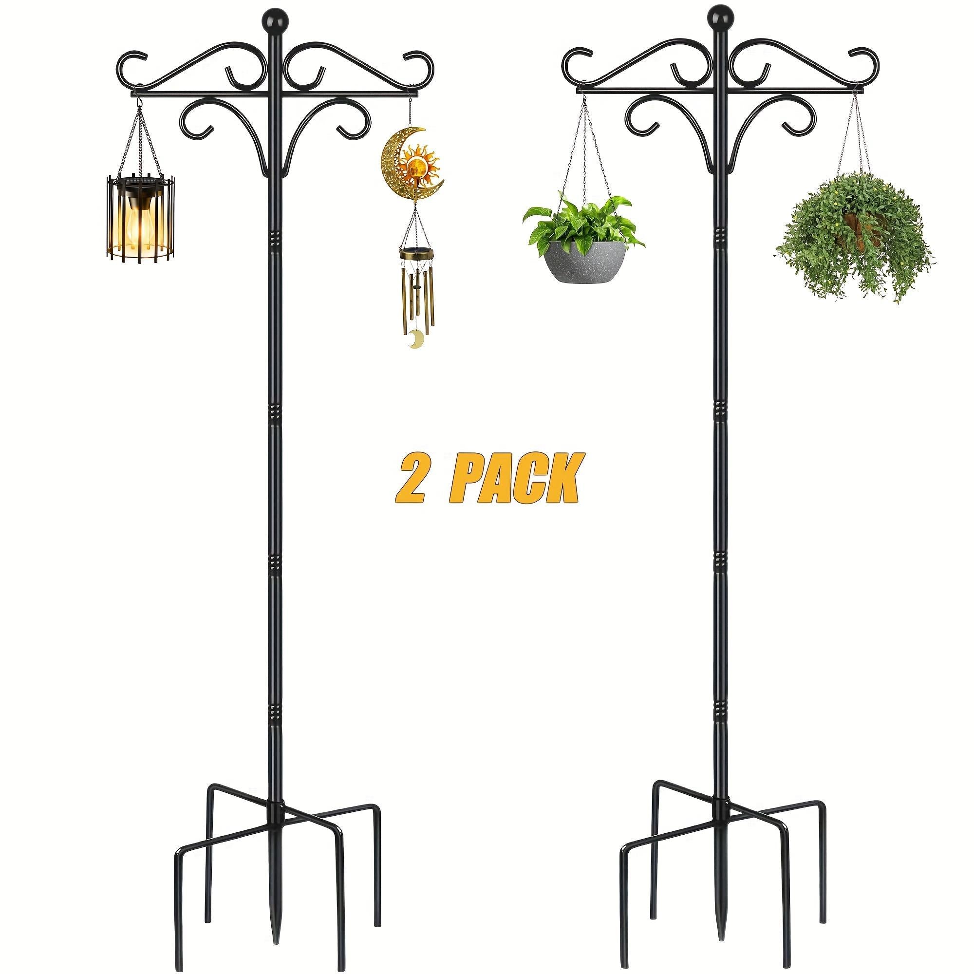 Heavy Duty Shepherd's Hooks - 76" Double Bird Feeder Pole (Set of 2)