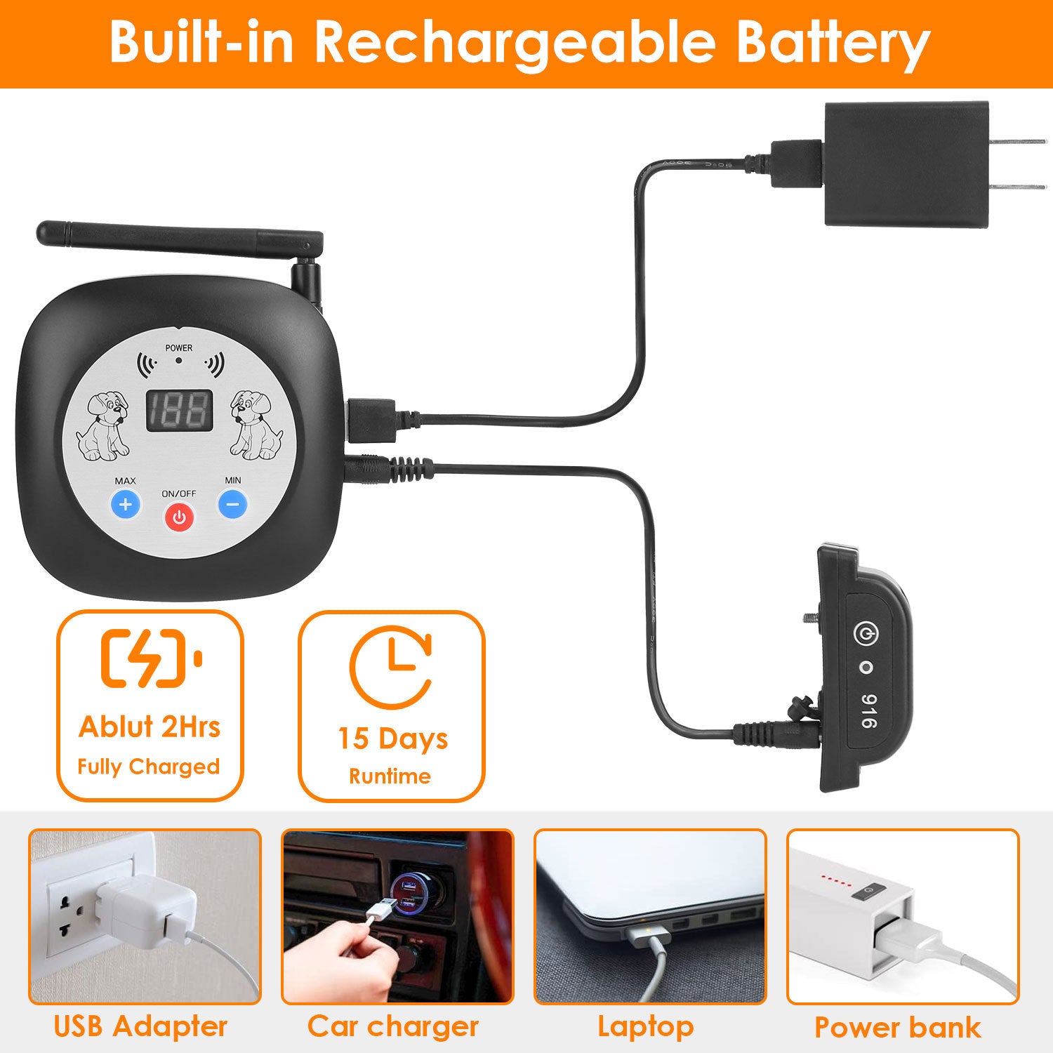 Electric Wireless Dog Fence System with GPS - 328FT Range