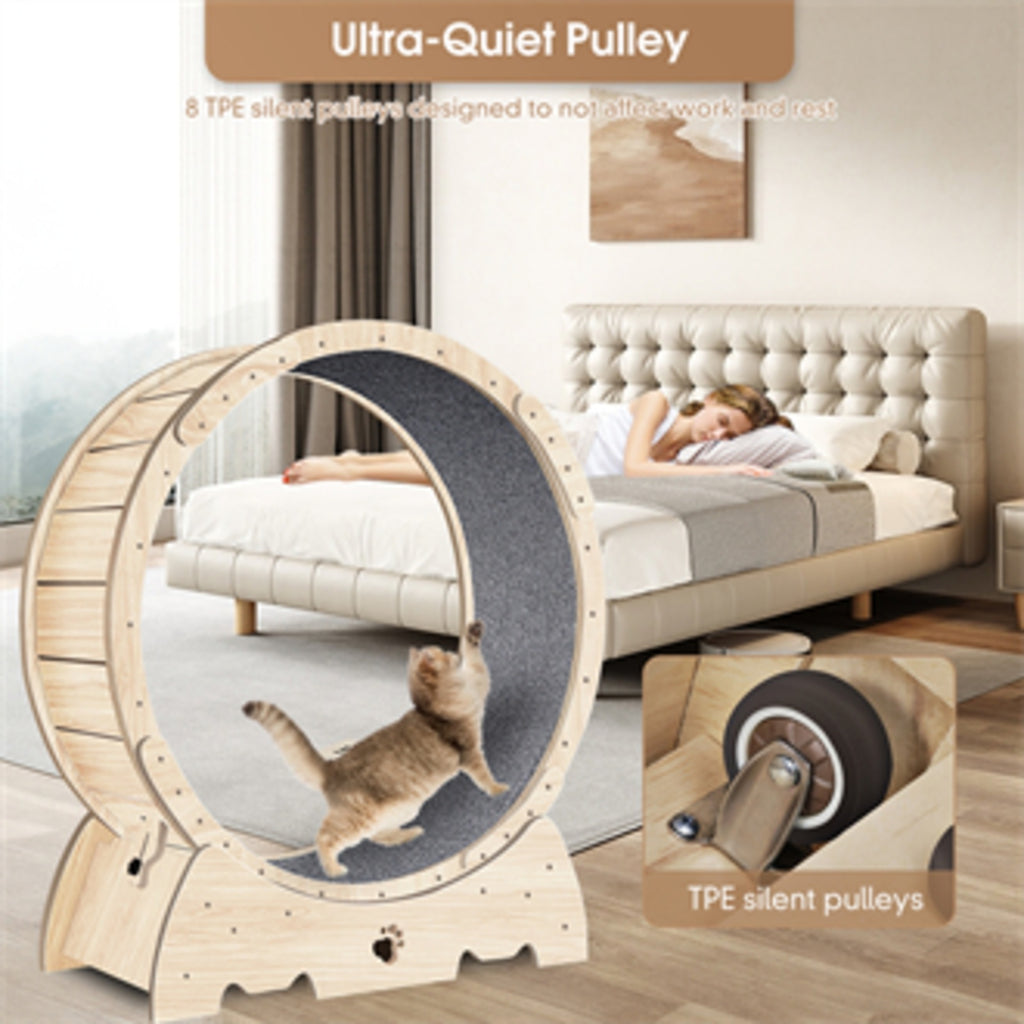 Cat Exercise Wheel For Indoor Cats, Running Wheel With Carpeted Runway