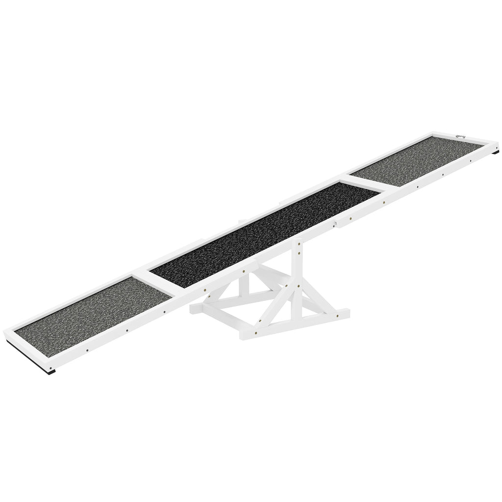 Dog Agility Seesaw - 110 lbs Capacity, Weather Resistant, Non-Slip Surface, White