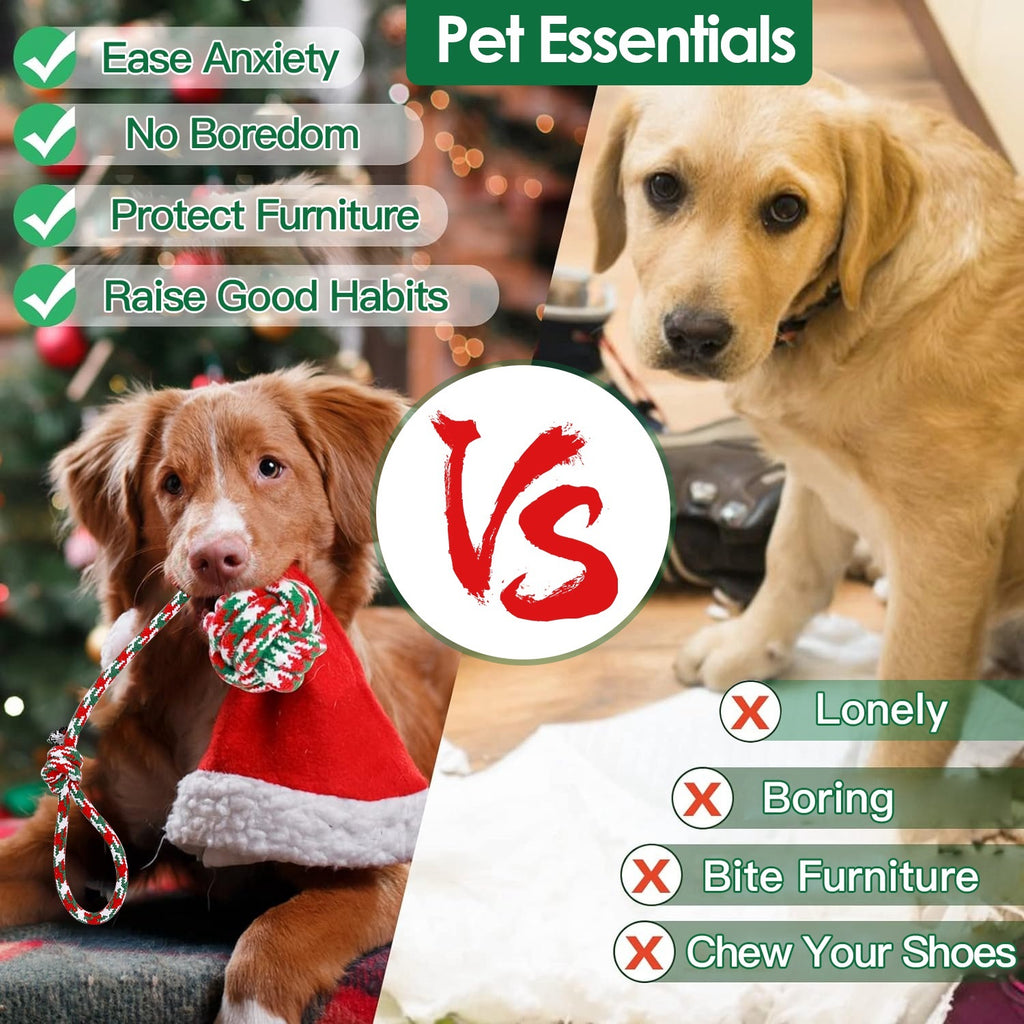 5-Pack Christmas Dog Rope Chew Toys - Holiday Training Set