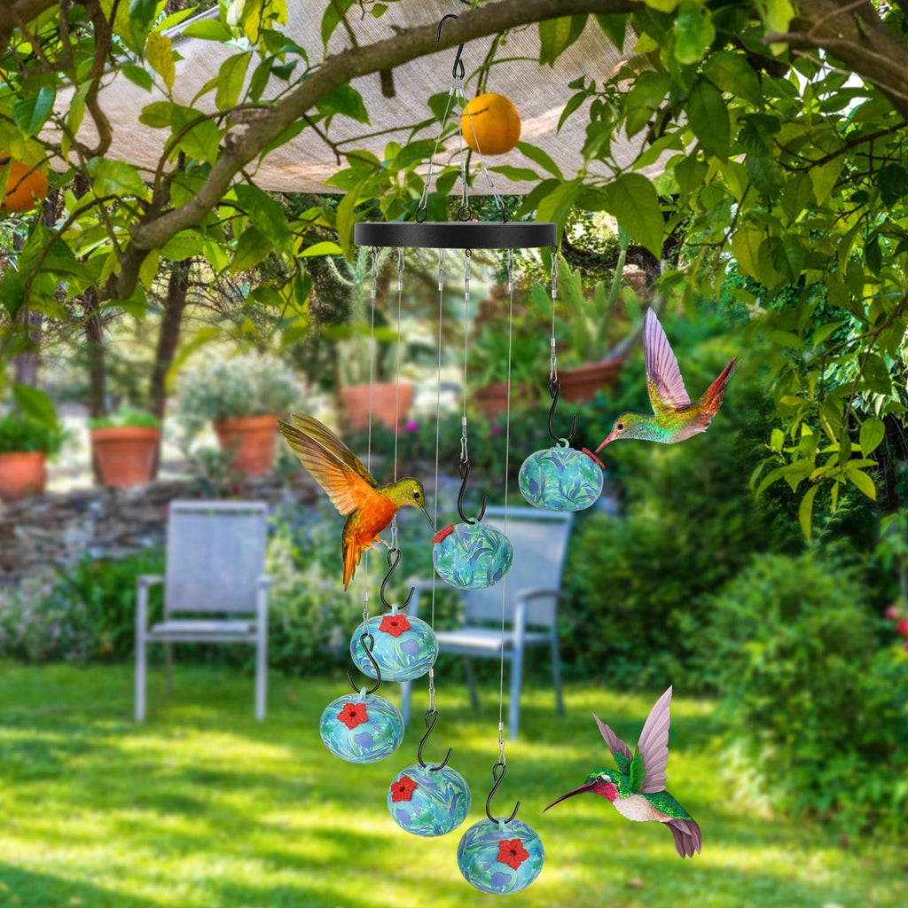 Hummingbird Feeder with Wind Chimes - Ant & Bee Proof
