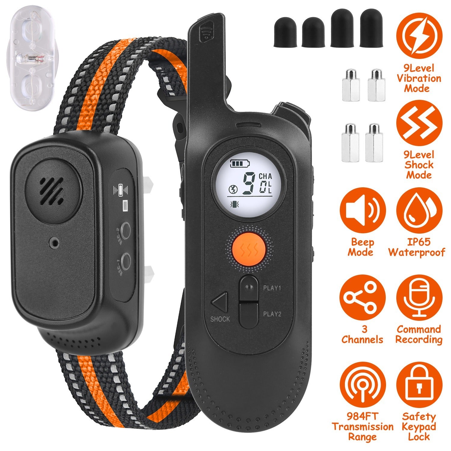 Waterproof Dog Training Collar - 984ft Range with Beep, Vibration & Shock Modes
