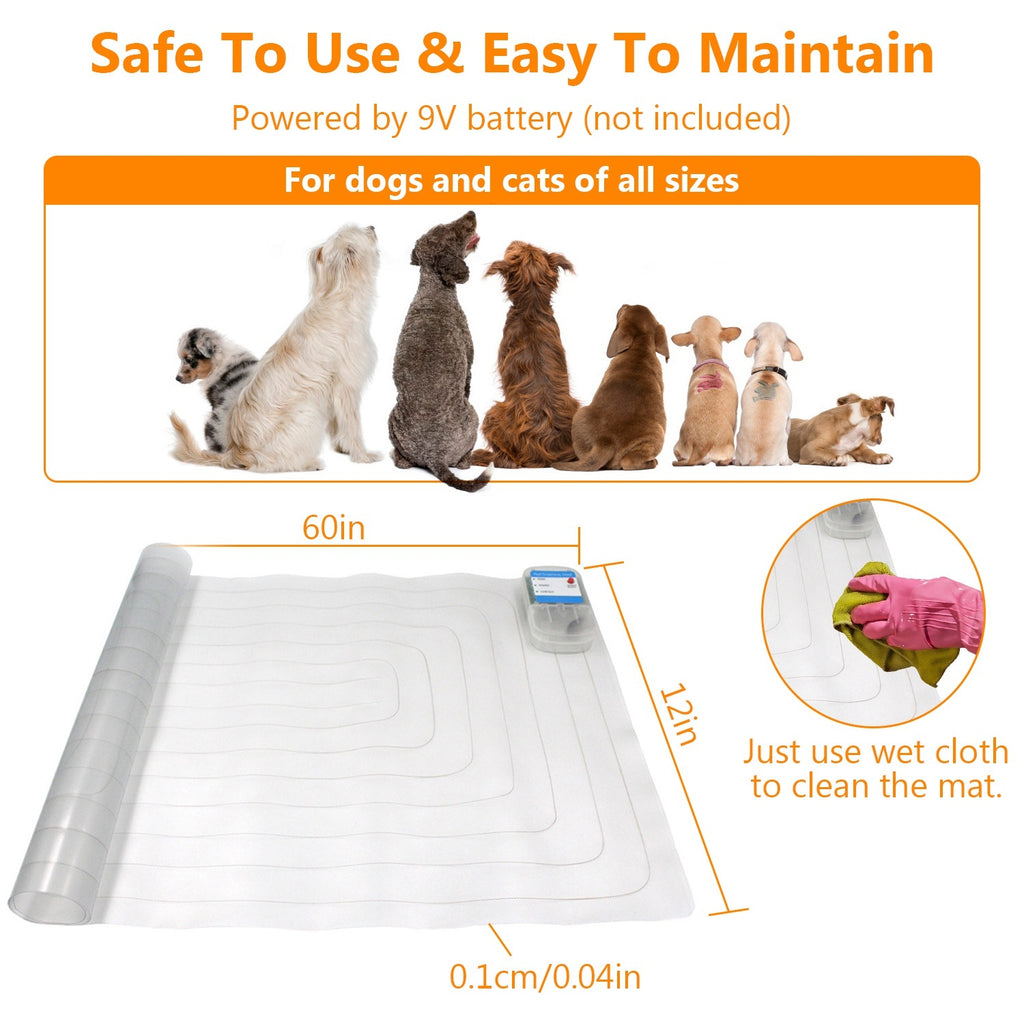 Electronic Pet Training Mat - Safe Indoor Shock Pad for Dogs & Cats (60x12in)